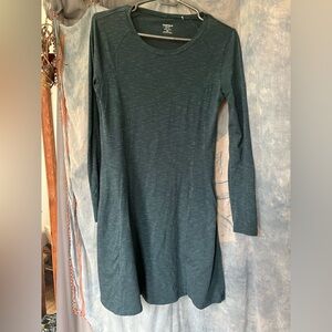 Women's Dark Teal Long Sleeve Casual Dress- toad and co